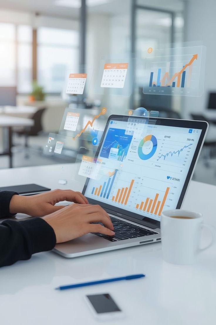 Digital marketer reading latest trends and updates on laptop or mobile